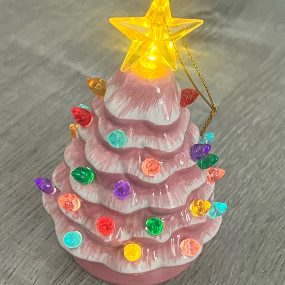Mr Christmas pink Ceramic Christmas Tree ornament with Multicolor Lights 5” - Picture 2 of 2